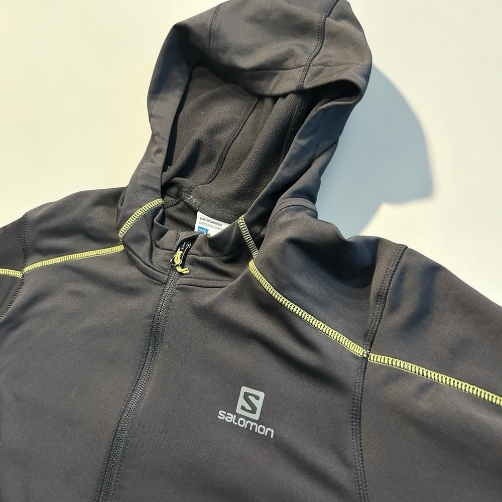 Salomon Mens Large AdvancedSkin Black‎ Zip Hooded Softshell Jacket Athletic Fit